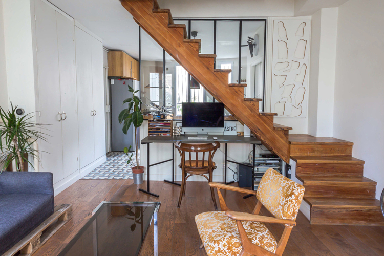 salon escalier cuisine fauteuil velour bureau petits intérieurs inspiration déco plantes